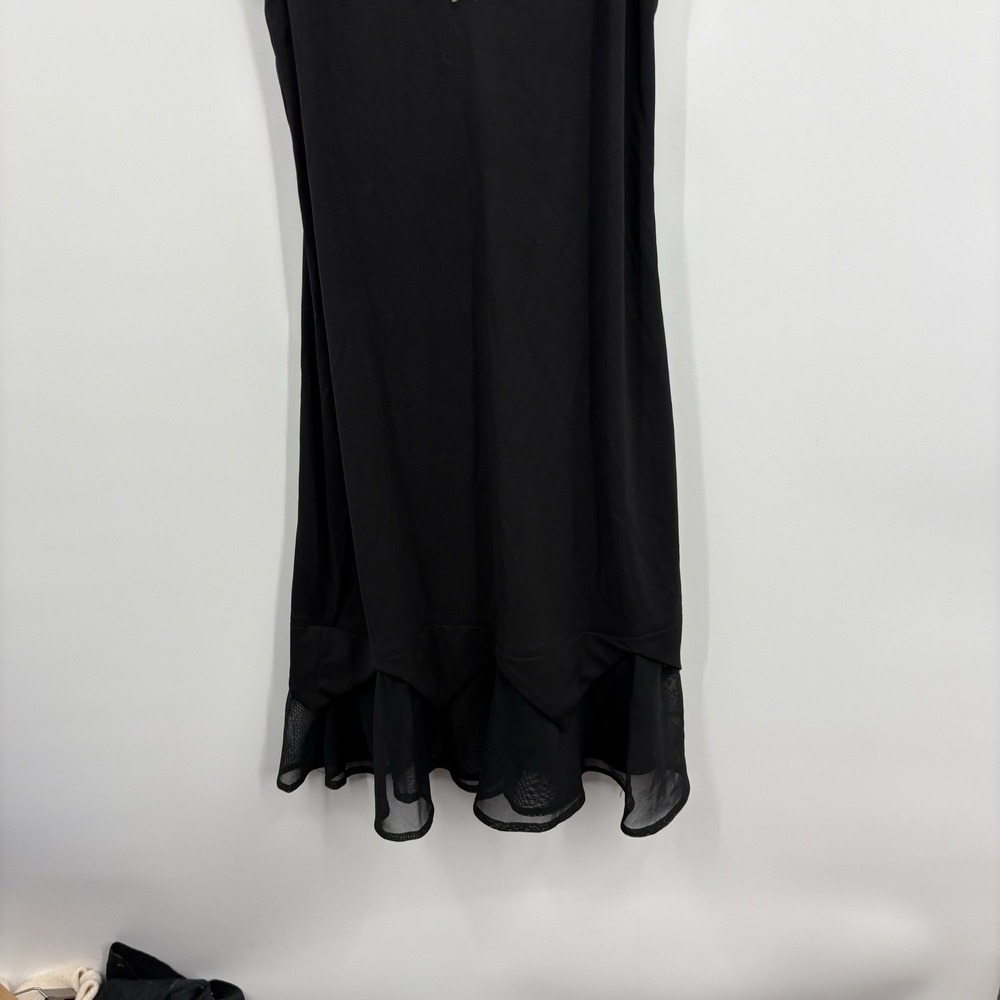 Vintage 90s Y2K Slip Dress 6 Whimsigoth Floral Embroidered Dark Fairy Bias Midi - Picture 6 of 11